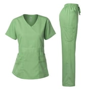 Dagacci Medical Uniform Women's Scrub Set Stretch and Soft Y-Neck Top and Pants