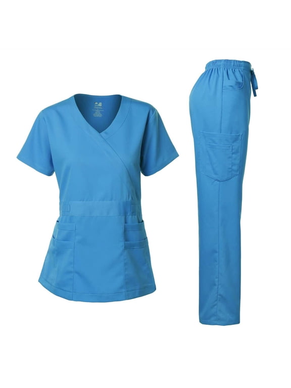 Medical Uniform Women's Scrub Set Stretch and Soft Y-Neck Top and Pants