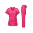 thumbnail image 1 of Dagacci Medical Uniform Women's Scrubs Set Stretch Ultra Soft Contrast pocket (Hot Pink, Medium), 1 of 1