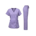 thumbnail image 1 of Dagacci Medical Uniform Women's Scrubs Set Stretch Ultra Soft Contrast pocket (Lavender, X-Small), 1 of 1