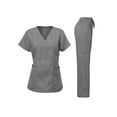 thumbnail image 1 of Dagacci Medical Uniform Women's Scrubs Set Stretch Ultra Soft Contrast pocket (Pewter Gray, 2X-Large), 1 of 1