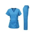 thumbnail image 1 of Dagacci Medical Uniform Women's Scrubs Set Stretch Ultra Soft Contrast pocket (Turquoise, 2X-Large), 1 of 1