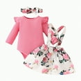 thumbnail image 1 of Dagaeig 18 Month Babygirl Clothes Baby Girls Cotton Floral Clothes Long Sleeve Romper Jumpsuit Pants Outfit Set(Hot Pink,0-3 Months), 1 of 7