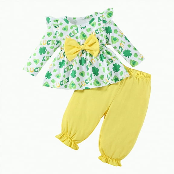 Dagaeig Baby Clothes Soccer Outfit for Girl 3 Months Baby Girl Clothes Long Sleeve Romper Set Floral Fall Outfits Cute Baby Clothes Girl(Yellow,12-18 Months)