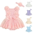 thumbnail image 1 of Dagaeig Baby Dresses Tulle Birthday Party Princess Dress Long Sleeve Lace Flower Tutu Romper Dress Fall ClothesBlue,3-6 Months, 1 of 7