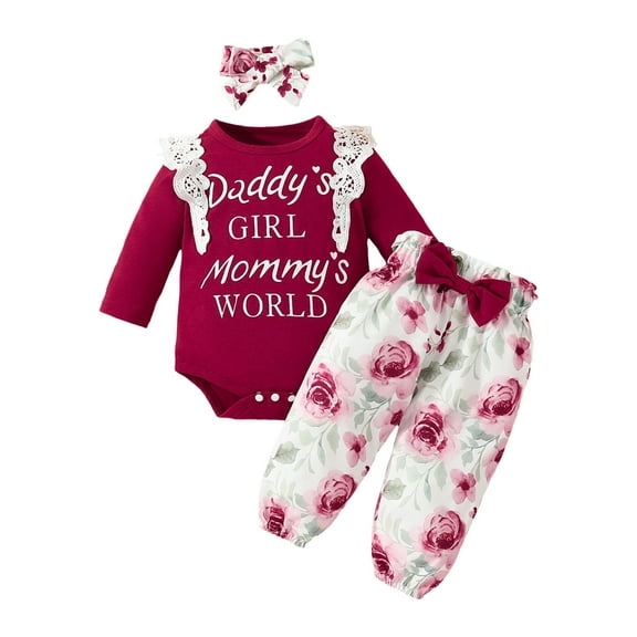 Dagaeig Baby Girl Clothes Long Sleeve Romper Set Floral Fall Outfits Cute Baby Clothes Girl(,0-3 Months)