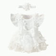 thumbnail image 1 of Dagaeig Baby Girl White Dress Tulle Birthday Party Princess Dress Long Sleeve Lace Flower Tutu Romper Dress Newborn Fall Clothes(White,6-9 Months), 1 of 7