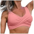 thumbnail image 1 of Dagaeig Bikini Tops for Women Twist Front Bikini Top V Neck Push Up Padded Swimsuit Top Bathing Suits for Women Pink,L, 1 of 6
