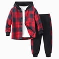 thumbnail image 1 of Dagaeig Boy Clothes 5T Toddler Outfits for Boys Toddler Boy Clothes Plaid Hooded 2 Piece Outfit: Button Front Toddler Hoodie & Sweatpants Set Size 3 Years, 1 of 9