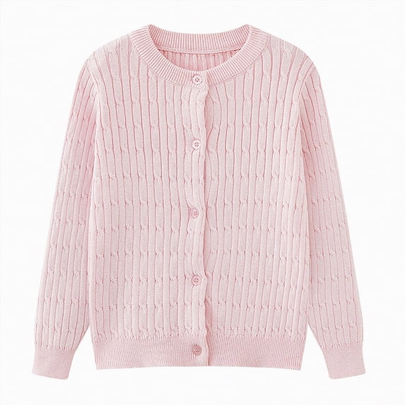Dagaeig Boys Sweaters Size 8 Girls Cardigan Sweater School Uniforms Toddler Long Sleeve Button Knit Solid Sweaters Tops Uniform Sweater for Girls(Pink,7-8 Years)