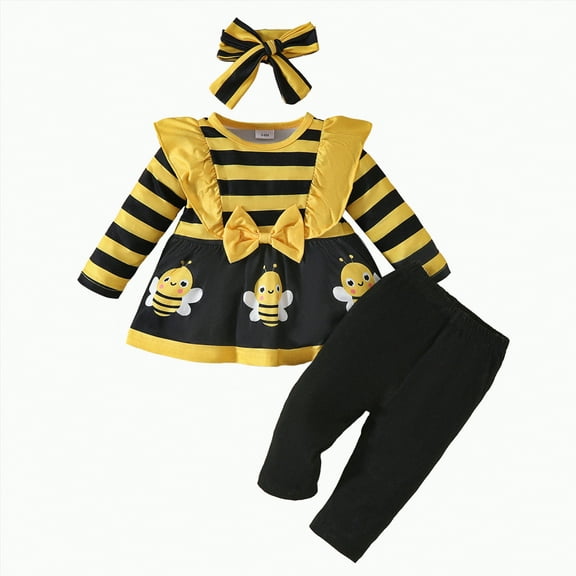 Dagaeig Clothes Baby Girl 12 18 Month Baby Girls Cotton Floral Clothes Long Sleeve Romper Jumpsuit Pants Outfit Set(Yellow,12-18 Months)