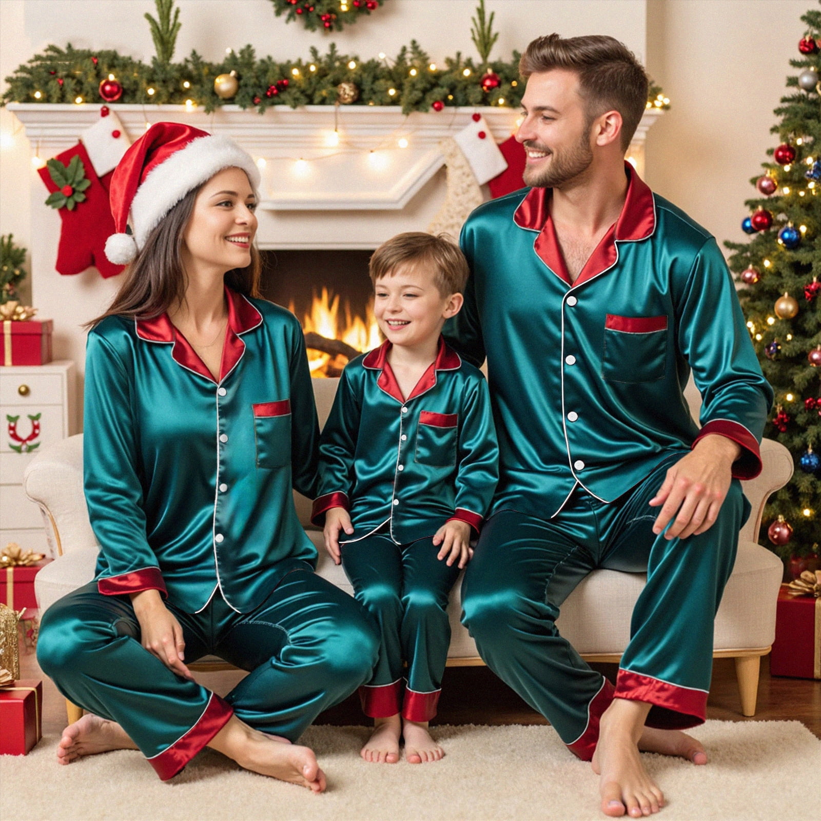 Dagaeig Family Pajamas 2026 Family Christmas Pajamas Sets Silk Xmas Pjs ...