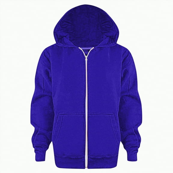 Dagaeig Girls Hoodie Sweatshirt Color Solid Zip Jackets Long Hoodie Top Sleeve Up Girls Kids Boys Coat&jacket(Blue,4-5 Years)