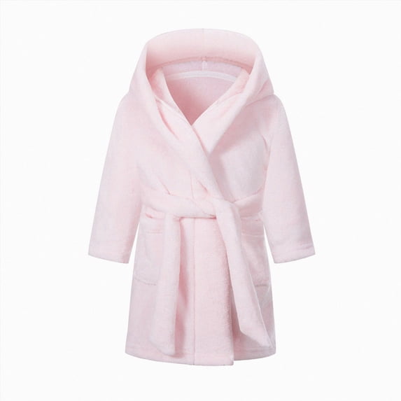 Dagaeig Girls Soft Fleece Robes Plush Hooded Bathrobes Sleepwear for Kids 2-16 Years Warm Fall Winter Toddler Pajamas 4-5 Years