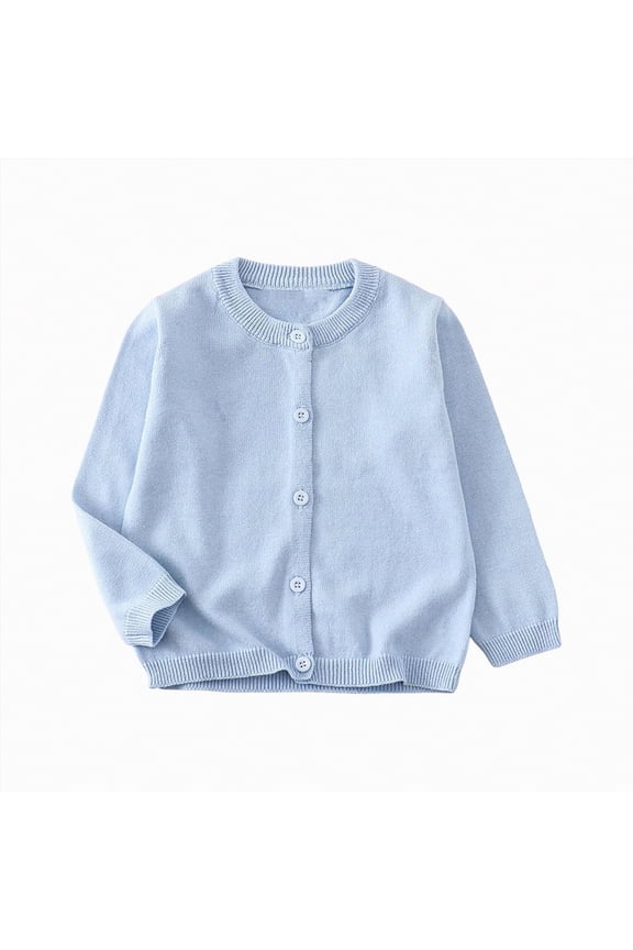 Girls Sweaters Size 6 Boys School Uniform Cardigan Sweater V-Neck Soft Cotton Clothing Uniform Sweater for Girls(Light Blue,3-4 Years)