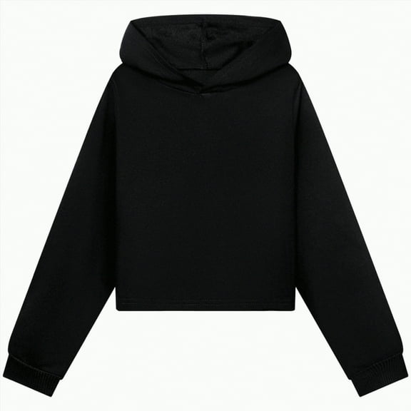 Dagaeig Hoodie Toddler Kids Hooded Sweatshirts for Girls Toddlers Hooded Full Crop Jacket Shirt(Black,7-8 Years)