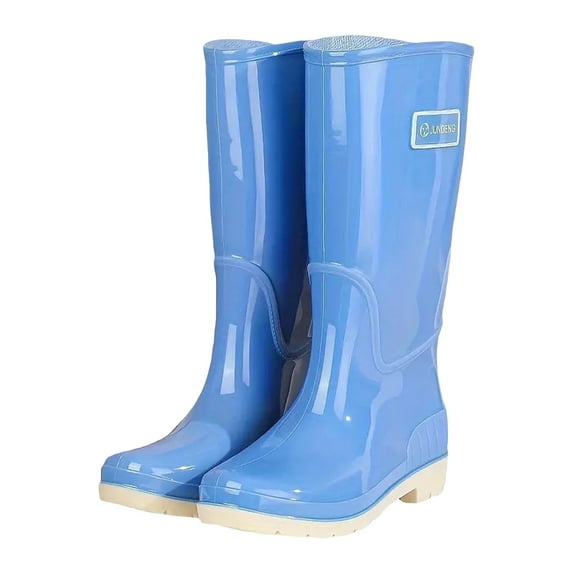 Dagaeig Knee High Rain Boots for Women Rubber Waterproof Anti-Slipping Knee Length Tall Rainboots (Blue,6.5)
