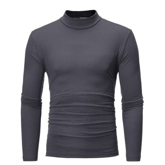 Dagaeig Light Blue Turtleneck Men Men's and Big Men's Classic Tops Slim Fit Pullover Warm T-shirt Bottoming Shirt(Dark Gray,L)