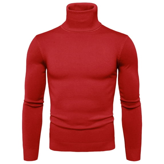 Dagaeig Men's Turtleneck T-Shirts Crewneck Pullover Sweater Elastic Undershirt Slim Fit Solid Warm Pullover Tops RD2,XL