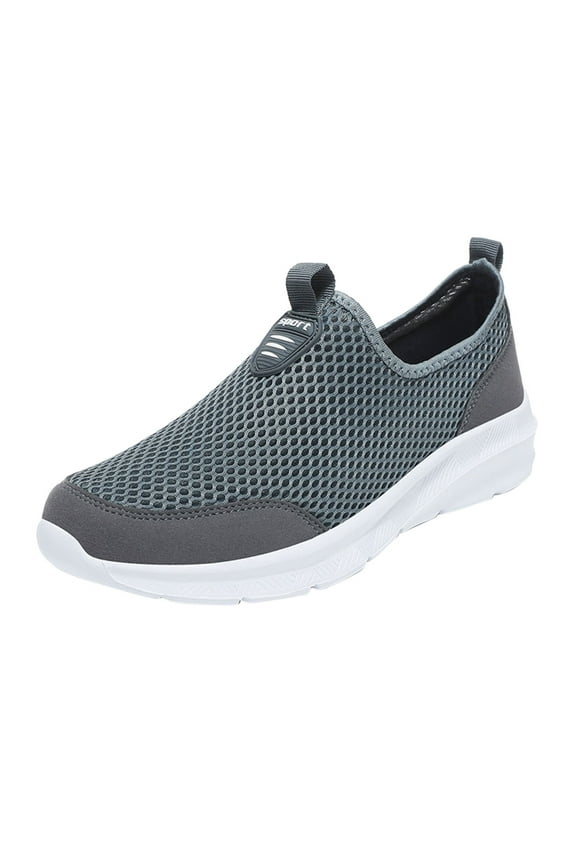 Mens Casual Shoes Men's Slip-on Walking Shoes, Gym Workout Restaurant Fashion Sneakers Mesh(Grey,12.5)