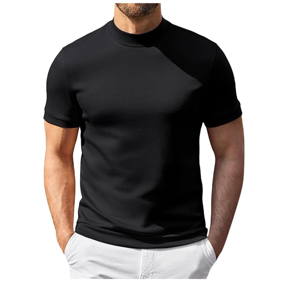 Dagaeig Mock Neck T Shirts for Men Short Sleeve Mock Turtleneck Slim Fit Gym Lightweight Summer Golf Pullover Tops Undershirt