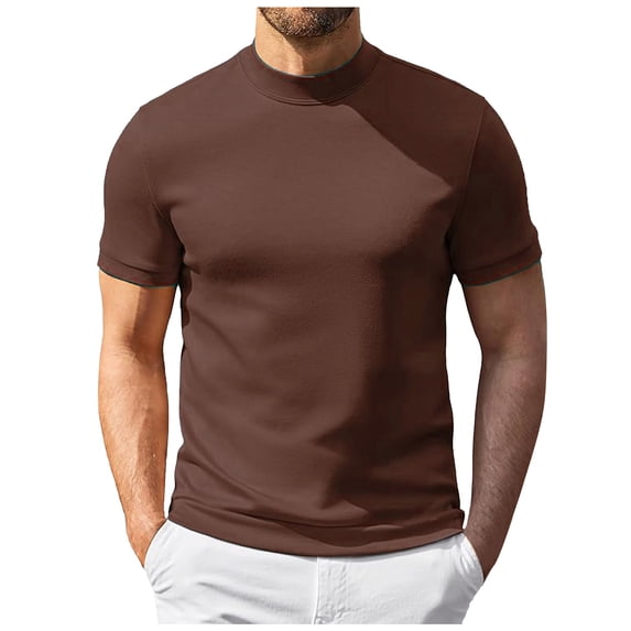 Dagaeig Mock Neck T Shirts for Men Short Sleeve Mock Turtleneck Slim Fit Gym Lightweight Summer Golf Pullover Tops Undershirt