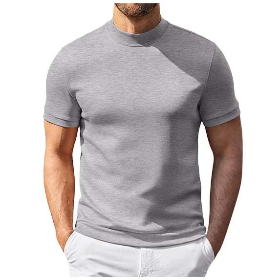 Dagaeig Mock Neck T Shirts for Men Short Sleeve Mock Turtleneck Slim Fit Gym Lightweight Summer Golf Pullover Tops Undershirt