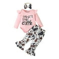 thumbnail image 1 of Dagaeig Baby Girls Cotton Floral Clothes Long Sleeve Romper Jumpsuit Pants Outfit Set(Light Pink,6-12 Months), 1 of 9