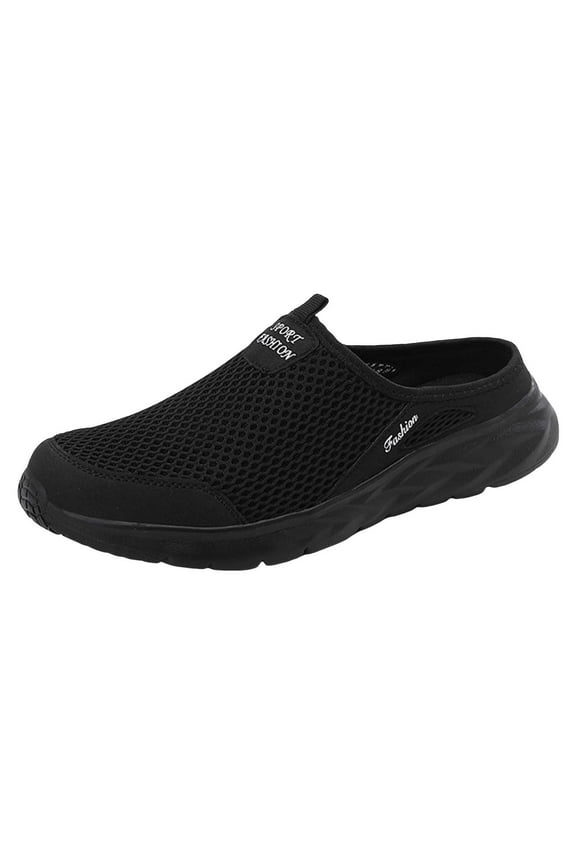 Platform Sneakers for Men Slip-on Comfort Shoes Comfort Trainers Sneakers Casual Hiking Shoes Mesh(Black,10.5)