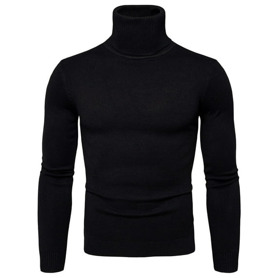 Dagaeig Sweater Shirts Mens Mens Autumn Winter Solid Soft Turtleneck Flexibility Fitting Top Slim Sweater Black,2XL