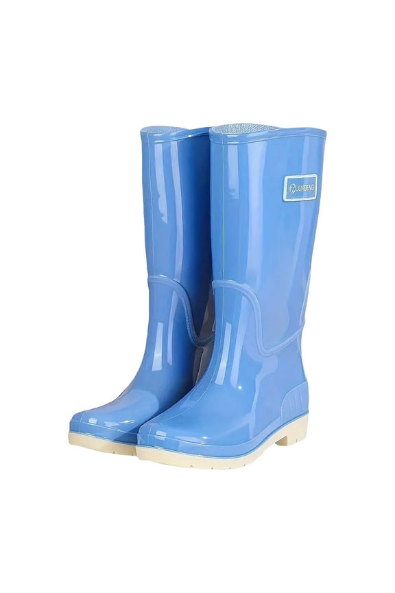 Women and Men Waterproof Knee-high Rubber Boots, Comfortable Lightweight Garden Boots Keep Warm Work Tall Fishing Boots for Outdoor (Blue,7.5)