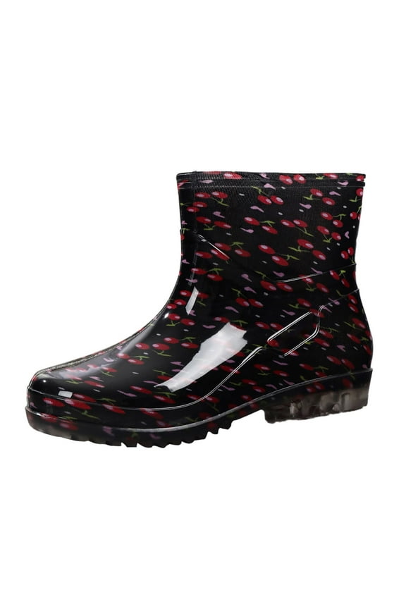 Women's Short Rain Boots Waterproof Anti Slip Rubber Ankle Booties Rainboots for Women (Hot Pink,6.50)