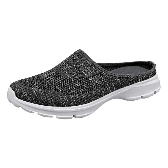 Dagaeig Women's Slip-on Sneakers Wide Width Comfort Walking Shoes Casual Flats Mesh(Grey,8.5)