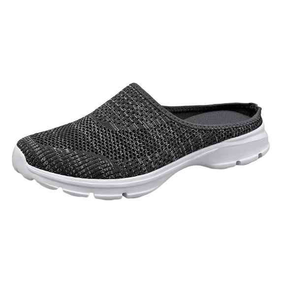Dagaeig Women's Slip-on Sneakers Wide Width Comfort Walking Shoes Casual Flats Mesh(Grey,9)
