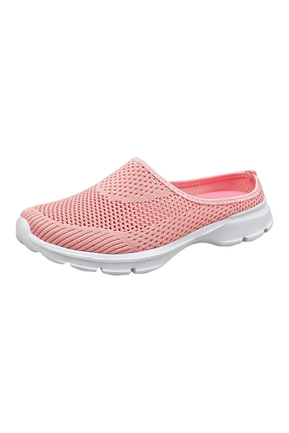 Women's Slip-on Sneakers Wide Width Comfort Walking Shoes Casual Flats Mesh(Pink,8.5)