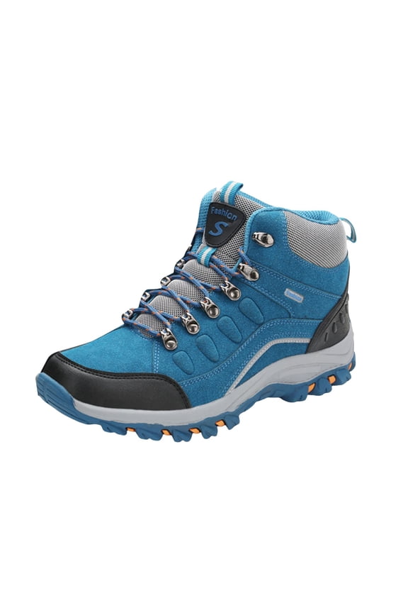 Women's Waterproof Hiking Boots Winter Snow Boots Outdoor Trekking Camping Trail Hiking Boots Flock(Blue,8)