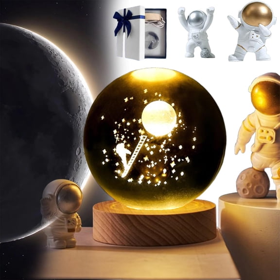Dagale Happy Haves Light Sphere, 8cm/3.15in Happyhaves Sphere Set with Luminous Base and Gift Box, Happyhaves Calming Cosmic Lights Solar System, Milky Way, Moon (Solar System, Charging Model)