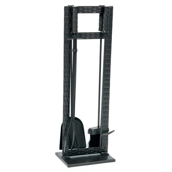 Dagan 1000 Weave Design Fireplace Tool Set, Black - 5 Piece