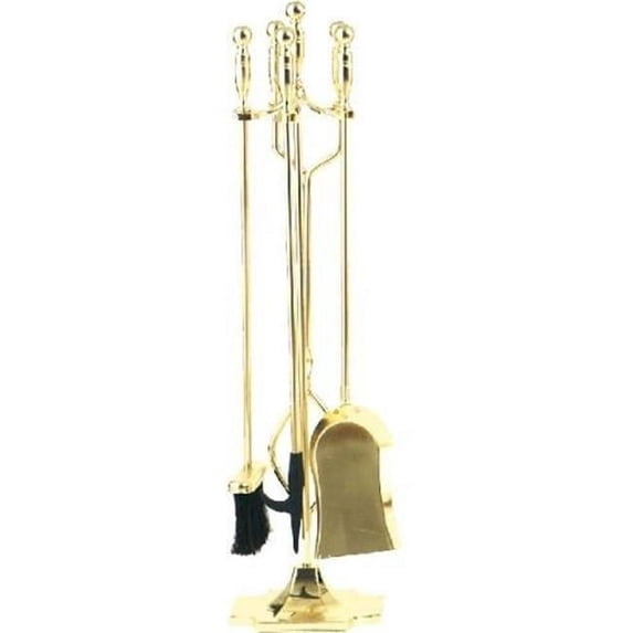 Dagan 2532 Fireplace Tool Set - Rail on Base, Polished Brass - 5 Piece ...