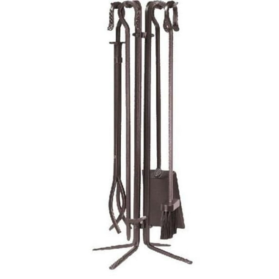 Dagan 5830B Wrought Iron Fireplace Tool Set, Bronze - 5 Piece