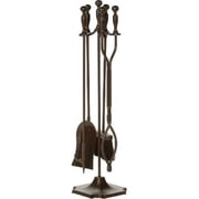 Dagan 6532 Fireplace Tool Set - Rail on Base, Bronze - 5 Piece