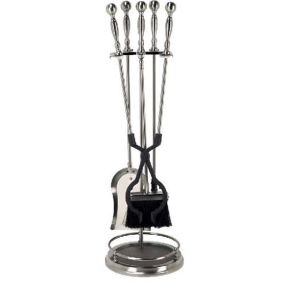 Dagan 7456 Fireplace Tool Set, Pewter - 5 Piece