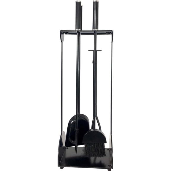 Dagan 7715 Stainless Steel Fireplace Tool Set, Black & Stainless Steel - 5 Piece
