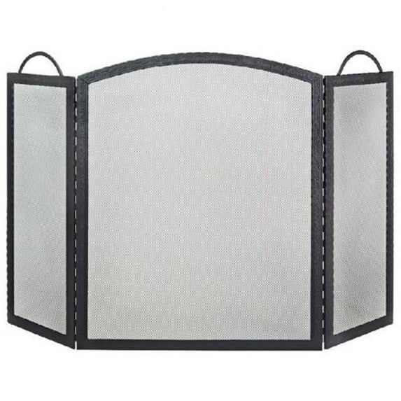 Dagan AHS103 3 Fold Arched Wrought Iron Screen, Black
