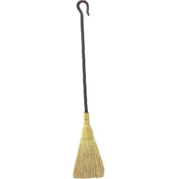 Dagan BROOM-2 Individual Hearth & Fire Pit Tool with Hook Handle - Broom, Black