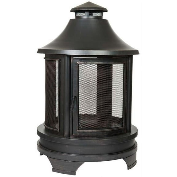 Dagan FP-1026 Pagoda Style Wood Burning Fire Pit with 6 in. Clearance, Antique Copper & Black