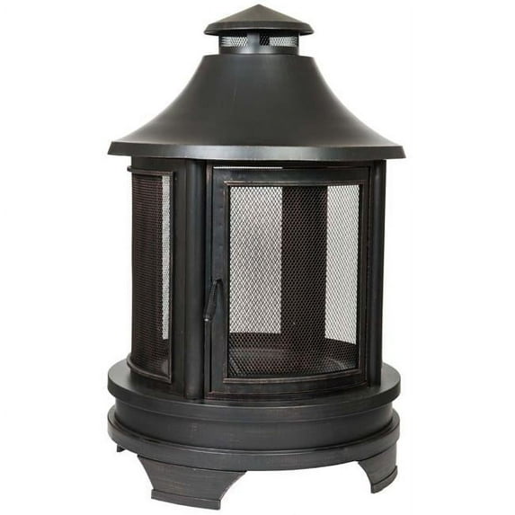 Dagan FP-1026 Pagoda Style Wood Burning Fire Pit with 6 in. Clearance, Antique Copper & Black