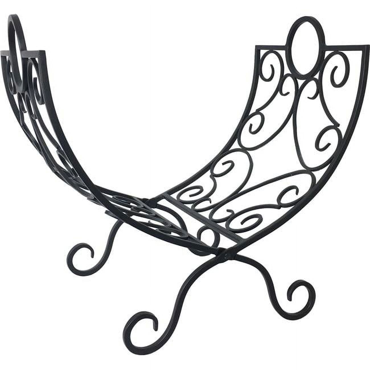Black Wrought Iron 22'' Folding Firewood Log Rack