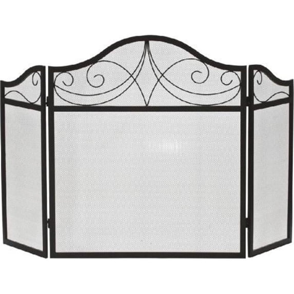 Dagan S122 3 Fold Arched Wrought Iron Screen, Black