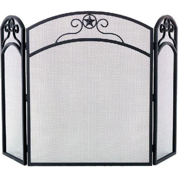 Dagan S165 3 Fold Arched Wrought Iron Screen, Black
